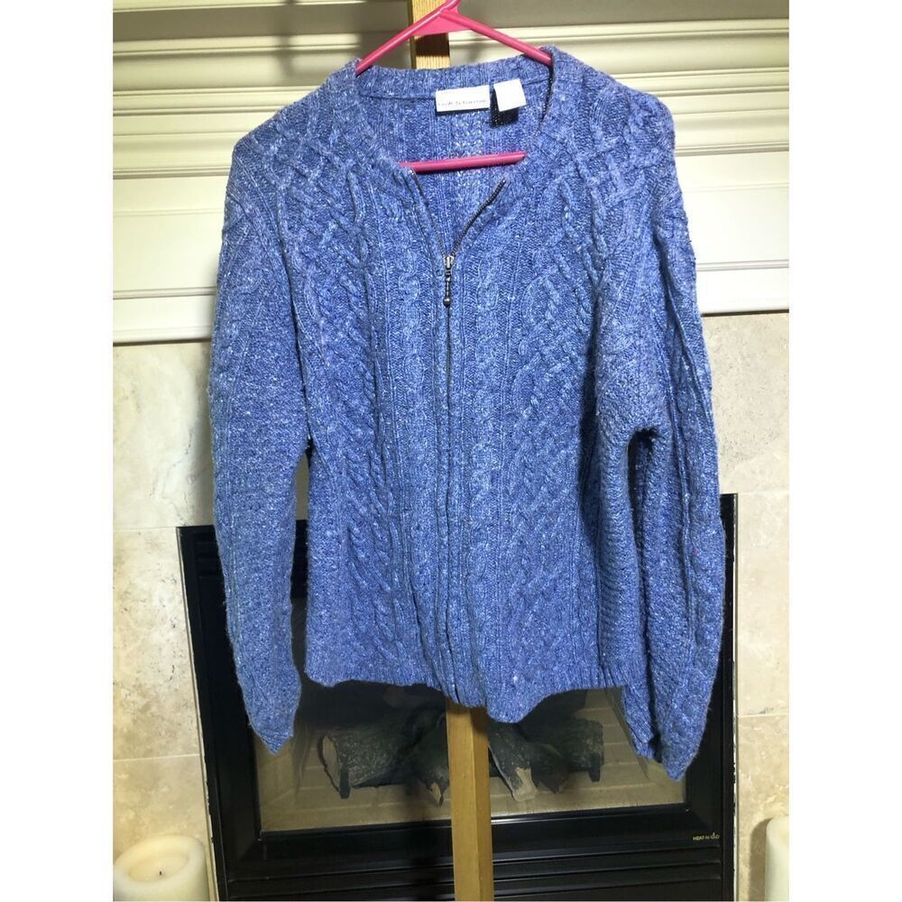 Croft & Barrow Women’s Periwinkle Blue Sweater Zip Up Jacket Size L